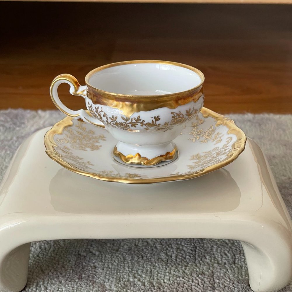 Antique Weimar Katharina Gold Demitasse Cup & Saucer